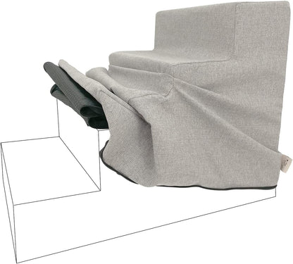 Best Pet Supplies Foam Pet Steps Cover for Small Dogs and Cats, Portable Ramp Stairs for Couch, Sofa, and High Bed Climbing (Cover Only) - Ash Gray Linen, 3-Step (Cover Only)