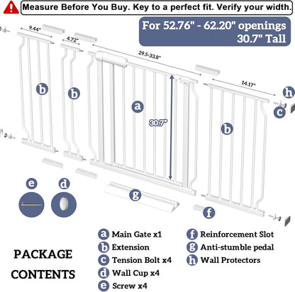 Extra Wide Baby Gates for Doorways 71.65"-85.82" Extra Wide Baby Gate Dog gate Pressure Mounted No Drilling with Walk-Through, Auto-Close & Dual-Direction Swing for Large Wide Opening Black