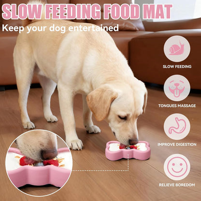 Freeze Dog Lick Bowl, Animire Non-Slip Slow Feeder Lick Mat for Dogs, Silicone Dog Enrichment Bowl for Distraction Anxiety Relief Boredom, BPA Free, Dishwasher Safe(Rose,S)