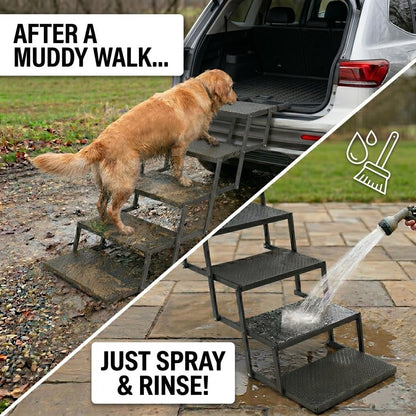 Dog Steps for Car and Truck,25.6" H Foldable Dog Stairs for Large Dogs, Lightweight Pet Stairs Supports Up to 350 lbs, 5 Steps