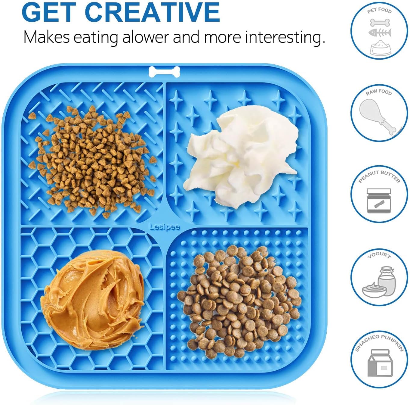 Lesipee Licking Mat for Dogs & Cats 2 Pack, Slow Feeder Lick Pat, Dishwasher Safe, Anxiety Relief Dog Toys Feeding Mat for Butter Yogurt Peanut, Pets Supplies Bathing Grooming Training Calming Mat