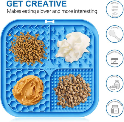 Lesipee Licking Mat for Dogs & Cats 2 Pack, Slow Feeder Lick Pat, Dishwasher Safe, Anxiety Relief Dog Toys Feeding Mat for Butter Yogurt Peanut, Pets Supplies Bathing Grooming Training Calming Mat