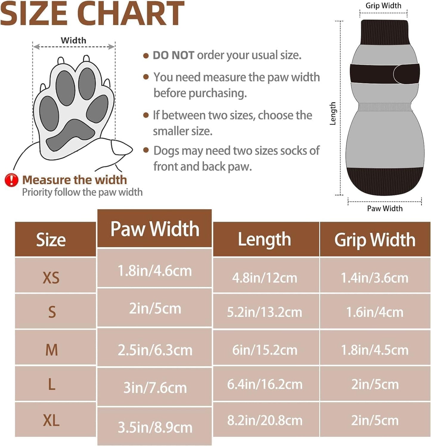 PUPTECK Anti-Slip Dog Socks with Double Sides Grips for Small Medium Large Dogs Hardwood Floors Prevents Licking, Dog Shoes for Hot Pavement Traction Control Paw Protector for Senior Dogs, Grey L