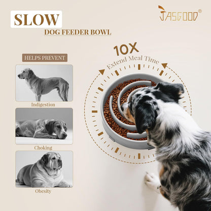 JASGOOD Slow Feeder Dogs Bowl for Large Medium Dogs,Anti-Gulping Pet Slower Food Feeding Bowls Stop Bloat,Preventing Choking