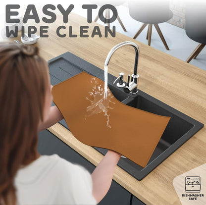 Dog Food Mat - Raised Edges Dogs Mat for Food and Water Prevent Spill, Waterproof Cat Food Mats Protect Floors, Easy Clean Dog Bowl Mats for Food and Water, Silicone Pet Feeding Placemats