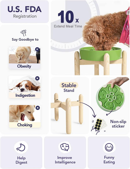 LE TAUCI Dog Bowls Slow Feeder Ceramic, 1.5 Cup Slow Feeding Bowl for Small and Medium Breed, Puzzle Dog Food Bowl for Fast Eater, Maze Purple