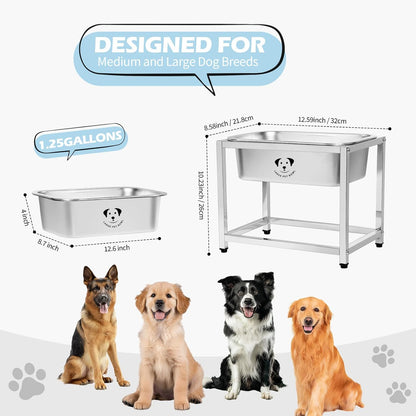 Stainless Steel Dog Bowls for Large Dogs, High Capacity Metal Dog Food Bowls, Food and Water Bowl for Larges, X-Large, and Big Dogs 1.25 Gallons