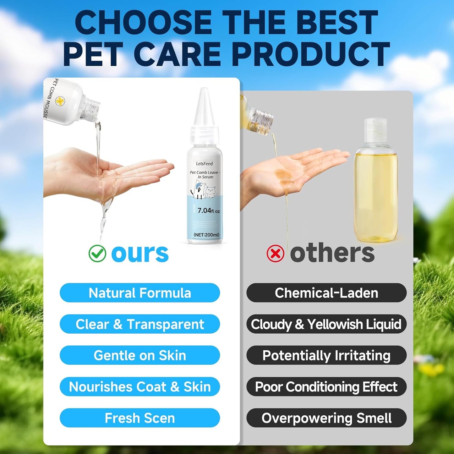 Pet Steam Brush for Dog & Cat - 3-in-1 Steam Grooming Brush for Shedding & Hair Removal - Self Cleaning Spray Comb with Mist for Long Haired Pets - Includes 1*Waterless Shampoo, Blue.