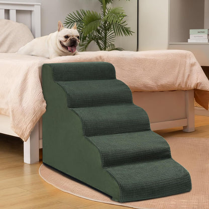 Aodisman 3-Step Dog Ramp and Stairs for Sofa and Chair - Non-Slip Sturdy Pet Steps for Small Dogs and Cats,15.7" H,Grey