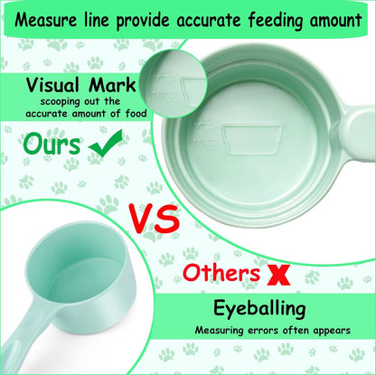 Joyinjojo Dog Food Scoop 1 Cup 1/2 Cup - Melamine Dog Food Measuring Cup, Pet Food Scoop for Dog Cat...Comfortable Long Handle for Easy to Scoop Food