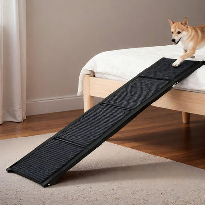 Dog Ramp for Car, 65"X17" Folding Pet Gentle Slope for Truck, SUV, Outdoor Large Pet Stair Ramps with Non-Slip Surface & Aluminum Construction for Medium & Large Dogs, Up to 250lbs, Black