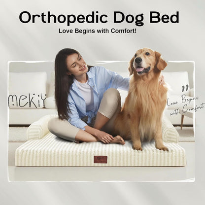 Large Dog Bed Orthopedic Washable - Beds Bolster - Medium XL XLarge Big Dogs - Memory Foam Couch Sofa - Waterproof with Removable Cover