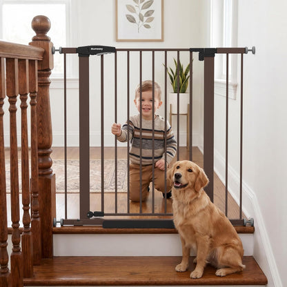 Mumeasy 36" High Extra Tall Dog Gate, 29.6"-40.5" Wide Pressure Mounted Tall Baby Gate for Dog, Auto Close Pet Gate with Door for Stairs,Doorways,House,Black