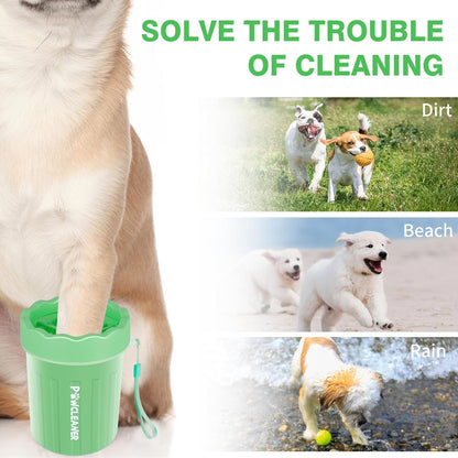 Professional 7 in 1 Dog Paw Cleaner for Dogs & Cats - Includes 1 Portable Paw Washer, 1 Bath Brush, 2 Dog Toothbrushes and 3 Absorbent Towels Note: Fits Paws up to 2 Inches Wide (Small, Blue)
