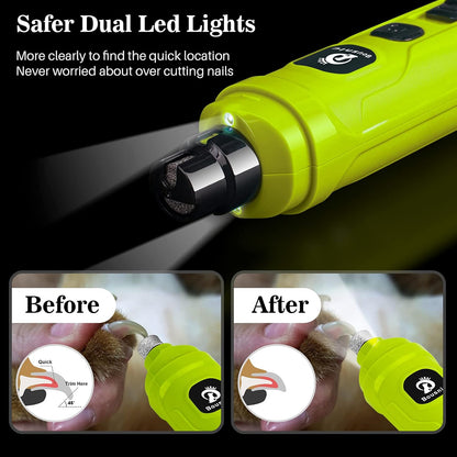 BOUSNIC Dog Nail Grinder with 2 LED Light - Super Quiet Pet Nail Grinder Powerful 2-Speed Electric Dog Nail Trimmer File Toenail Grinder for Puppy Small Medium Large Breed Dogs & Cats (Purple)