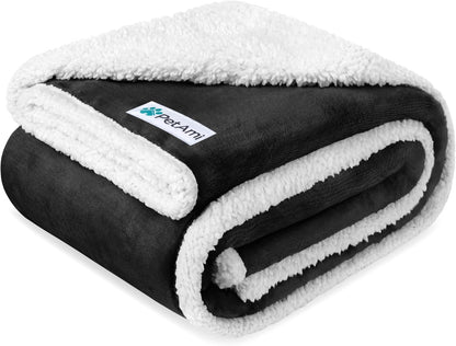 PetAmi Waterproof Dog Blanket for Couch, Large 60x40, Pee Proof Sherpa Fleece Reversible Pet Throw, Furniture Protector for Bed Sofa Kennel, Soft Washable Cover for Medium Dogs Cats, Grey Sherpa
