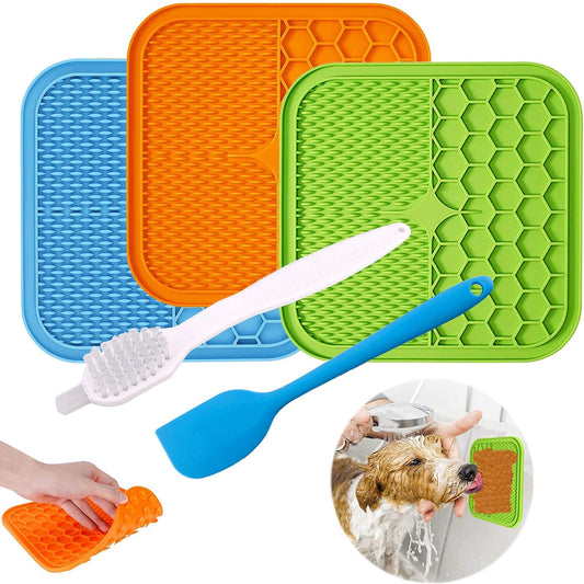 Dog Licking Mat, 3 Pcs Large Licking Mat for Dogs with Suction for Anxiety, Peanut Butter Dog Licking Mat Slow Feeder Dispensing Treater Lick Pad for Dogs Cats Grooming Bathing and Training