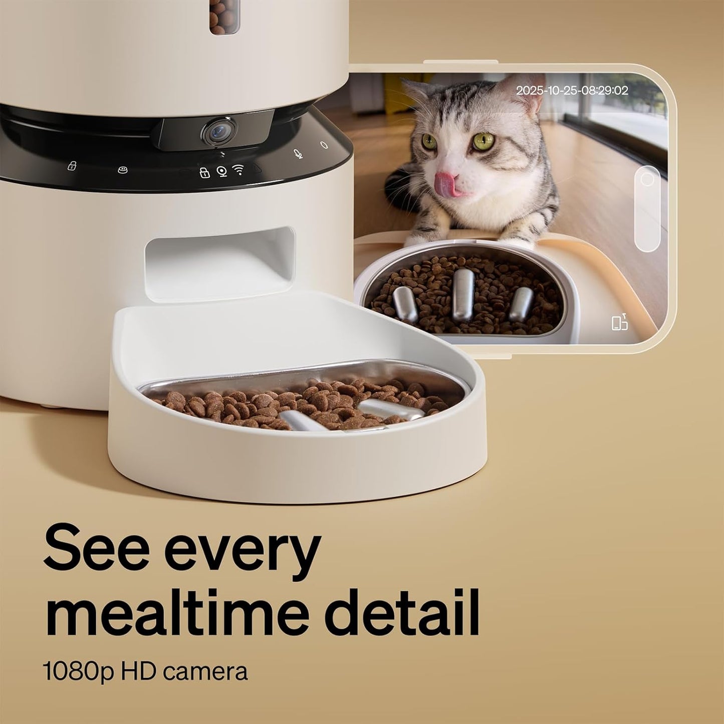 PETLIBRO Automatic Dog Feeder with Camera, Auto Cat Food Dispenser Slow Feeders Dogs Bowl, 1080P HD Video with Night Vision, 5G WiFi with 2-Way Audio, Stainless Steel Slow Food Tray for Small Dogs