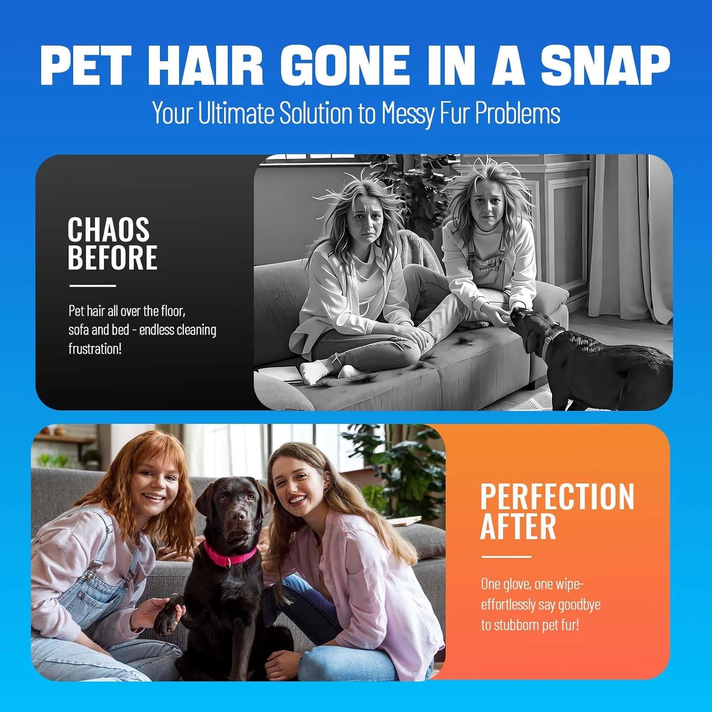 Pet Hair Removal Glove for Dogs & Cats, Newly Upgraded Reusable Electrostatic Pet Hair Glove, Magic Brush Pet Hair Remover Tool for Clothing, Couch, Carpet, Car Seat