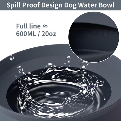 SLSON Spill Proof Dog Water Bowl for Cars,Collapsible No Splash Dog Travel Bowls Integrated Molding Portable Pet Bowl for Vehicle Road Trip Truck,RV,SUV,Boat Accessories (Cold Grey)