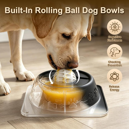 Slow Feeder Dog Bowl for Liquid Treats, Anti-Slip Lick Bowl, Bone Broth and Yogurt Puzzle Feeder, No Spill Pet Bowl Pup Lick Toy for Large Medium Small Dogs and Cats, Anxiety Relief, Blue