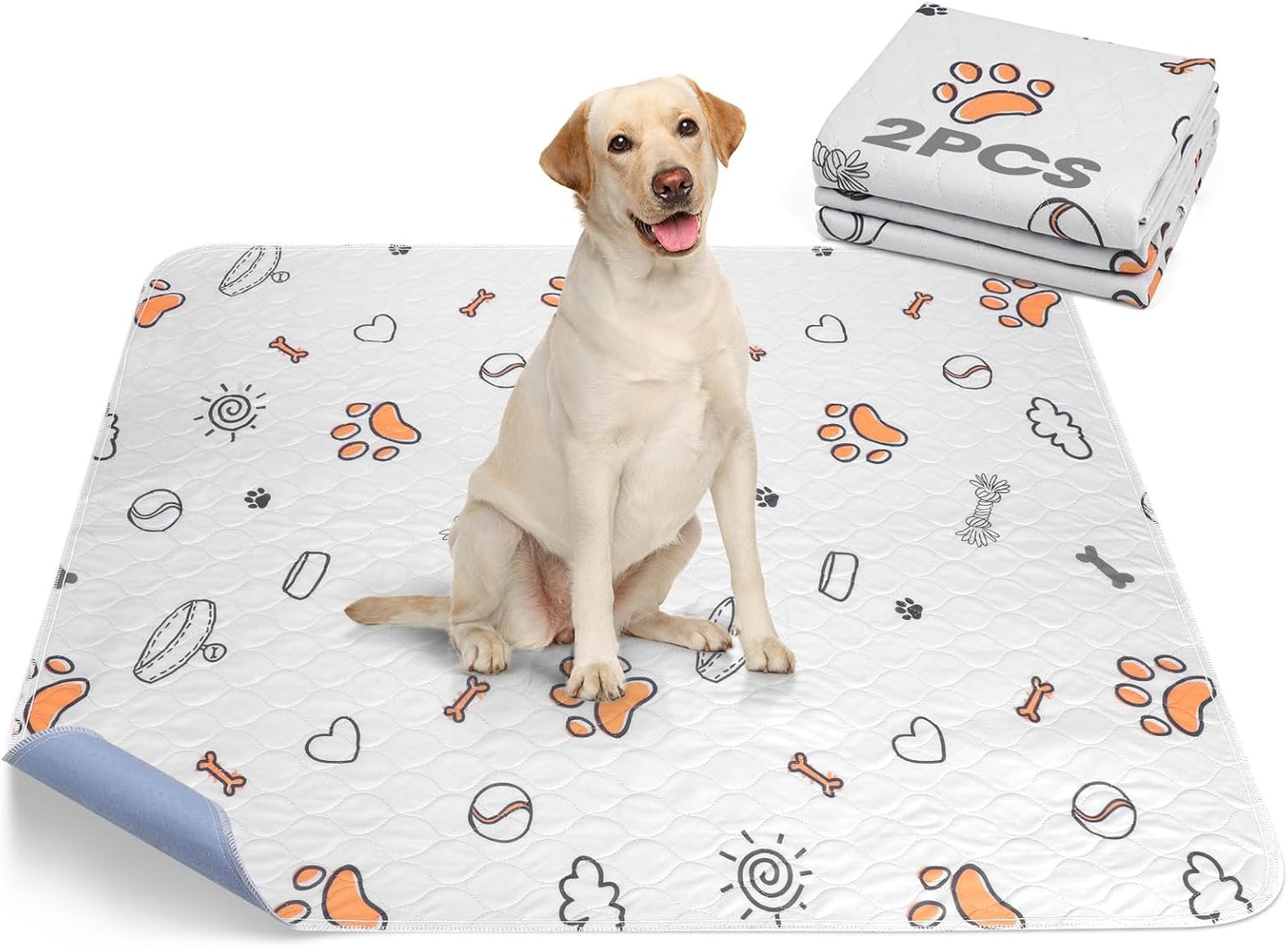 Washable Pee Pads for Dogs, 2 Pack Large 36"x41" Super Absorbent Reusable Dog Training Pads, 100% Waterproof Non-Slip Puppy Whelping Dog Playpen Indoor Pads Mat Pet Supplies
