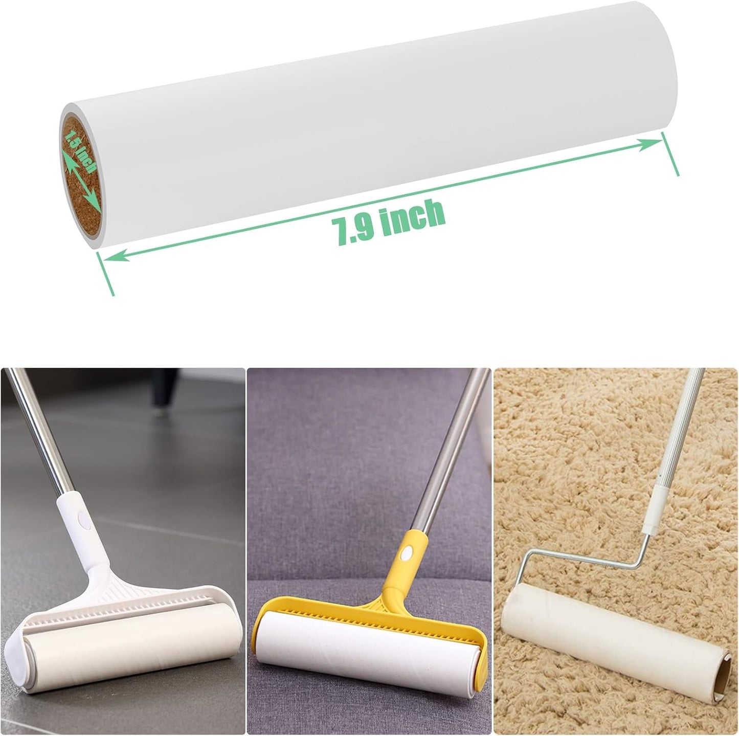 7.5 inch Lint Roller Refills Only, Pet Hair Remover Refills for Clothes Carpet Floor Couch, Extra Sticky Lint Brush Roller Refills, Pack of 5 Rolls, Total 300 Sheets (7.5'' Wide)