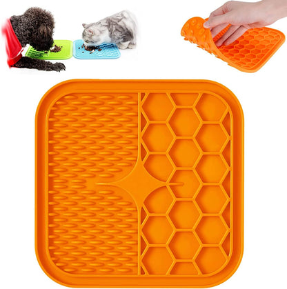 Lick Mat for Dogs, Dog Lick Mat with Suction Cups for Anxiety, Peanut Butter Dog Licking Mat Slow Feeder Dispensing Treater Lick Pad for Dogs Cats Grooming Bathing and Training (Grey)