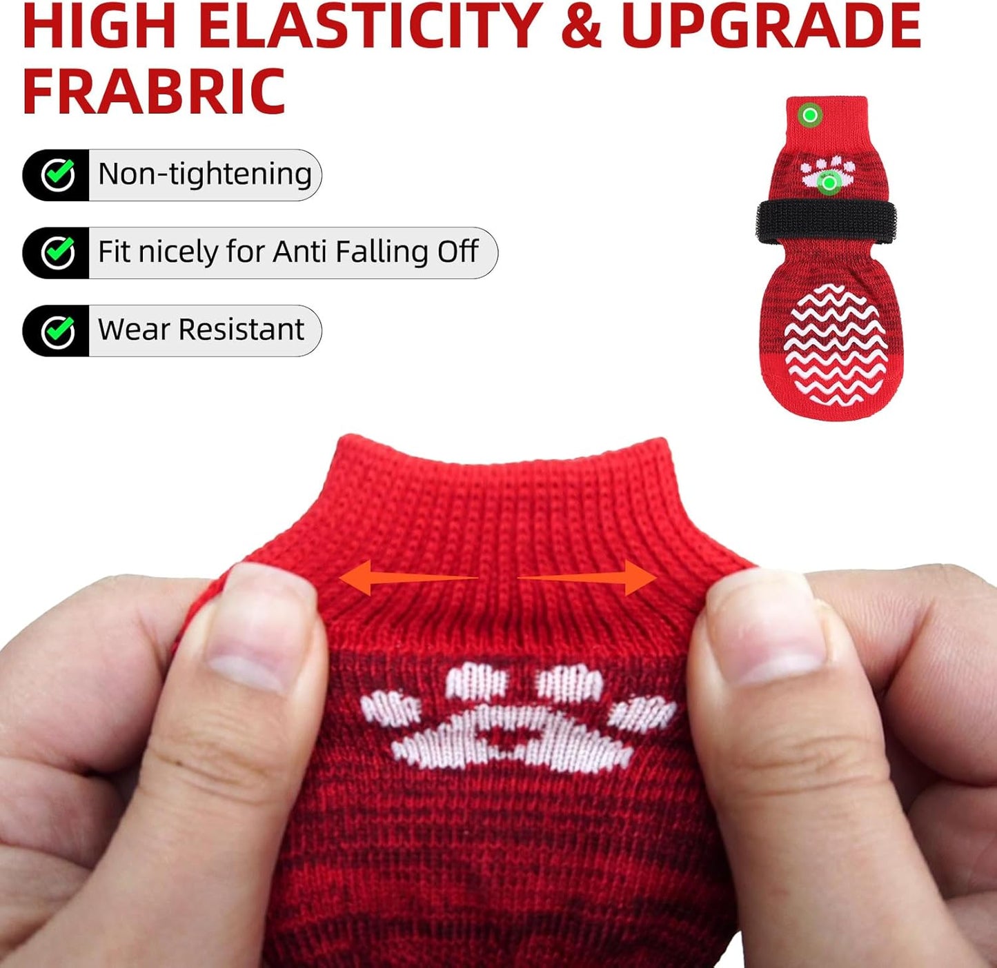 PUPTECK Anti Slip Dog Socks with Double Grippers for Hardwood Floors, Shoes for Hot/Cold Pavement, Boots & Paws Protectors to Prevent Licking, Traction Booties for Senior Small Large Dogs