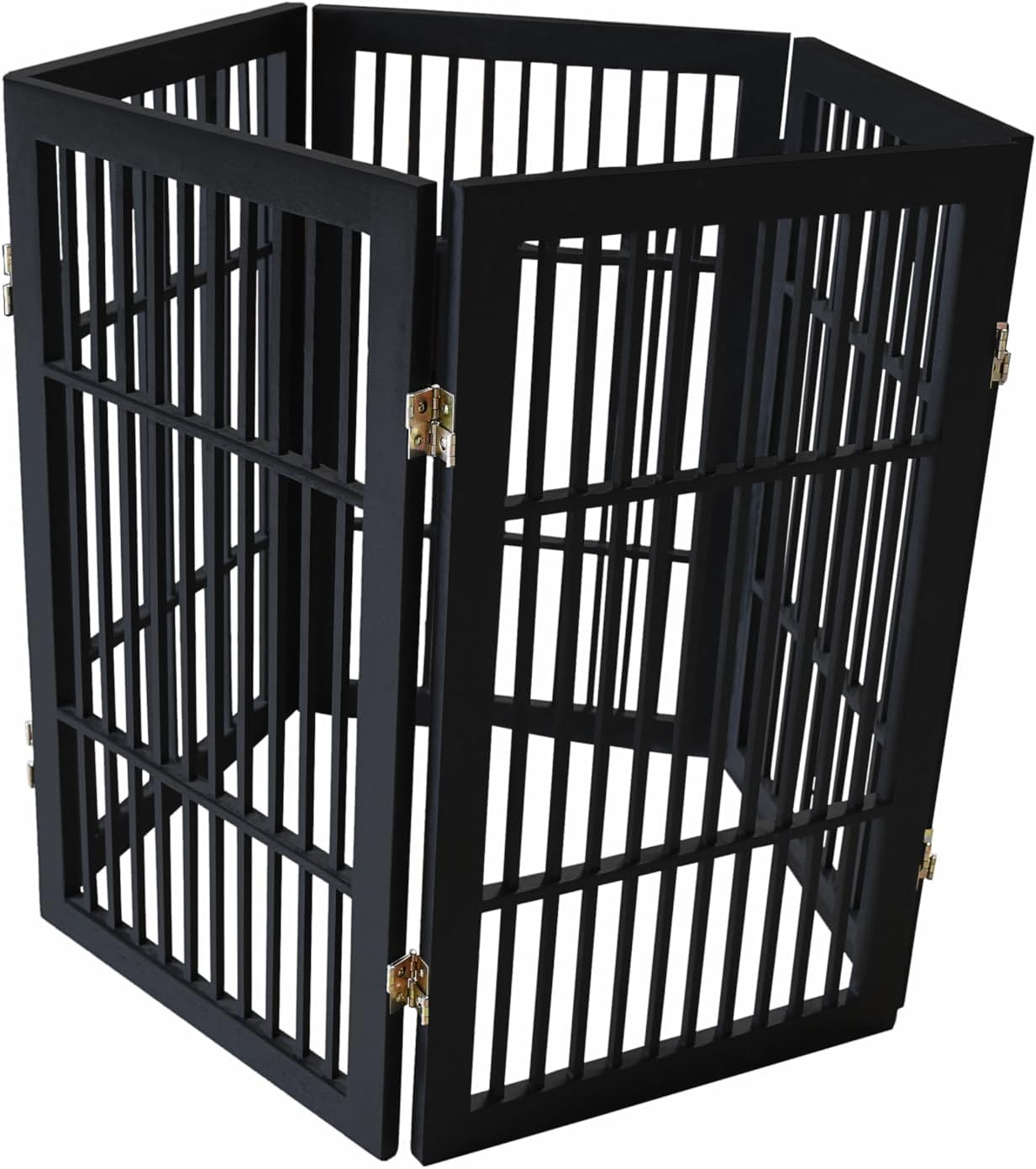 Urnporium Freestanding Wooden Dog Gate for Doorways – Foldable Acacia Wood Pet Gate, No Drill Portable Indoor/Outdoor Puppy Fence Barrier (White Pet Gate, 3 Panel 24" Tall)