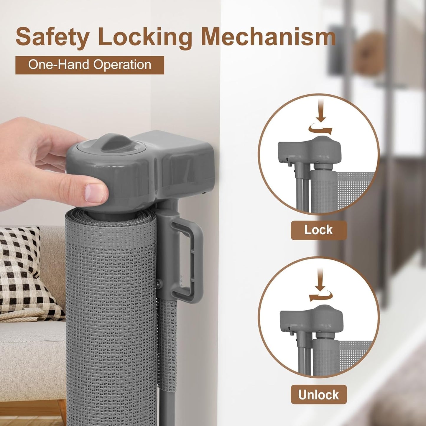 Miumoon 48" Extra Tall Retractable Baby Gates, 120" Retractable Gates with Reinforced Strip Design to Prevent Crawling Through, 12 FT Retractable Dog Gate
