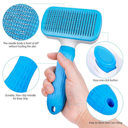 Self-Cleaning Slicker Brush, Dog Cat Bunny Pet Grooming Shedding Brush, Easy to Remove Loose Undercoat, Pet Massaging Tool Suitable for Pets with Long or Short Hair (Black)