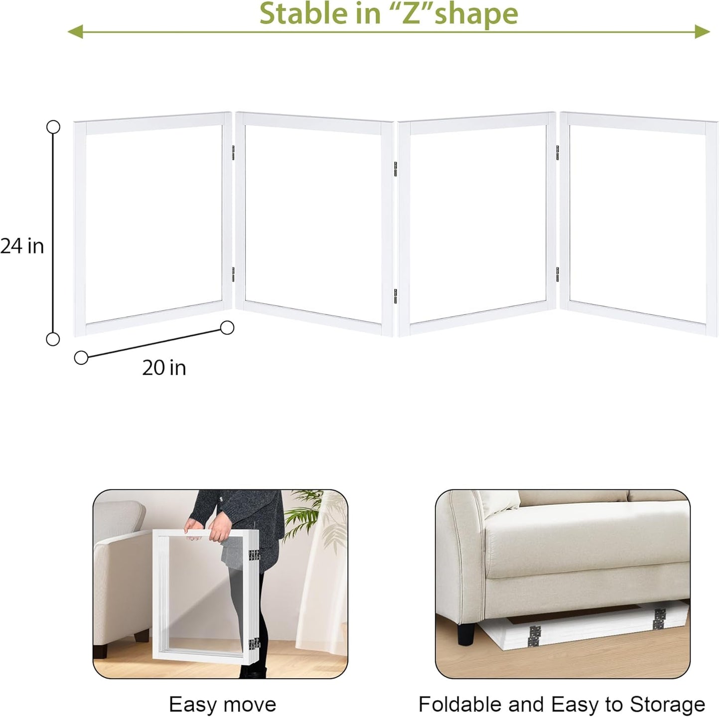 LZRS Clear Dog Gate for Indoor Use - Transparent Pet Fence with Solid Hardwood and Plastic Board, Stylish & Durable freestanding Pet Gate for Doorways, Stairs and Hallways-2 Panel Cherry