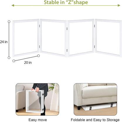 LZRS Clear Dog Gate for Indoor Use - Transparent Pet Fence with Solid Hardwood and Plastic Board, Stylish & Durable freestanding Pet Gate for Doorways, Stairs and Hallways-2 Panel Cherry