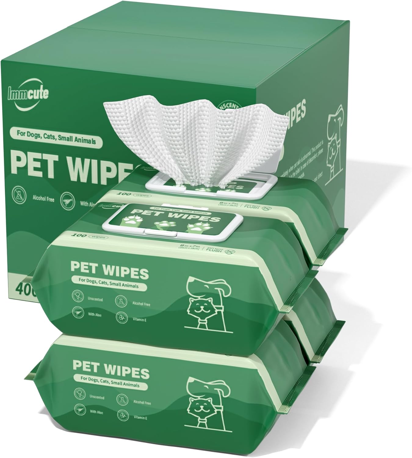 32 PCS Unscented Extra Thick Pet Bathing Wipes for Dogs & Cats, Dog Wipes Washing Gloves, Cleaning & Deodorizing Grooming Gloves for Daily Care and Traveling with EDI Water, Glycerin, Aloe Extract
