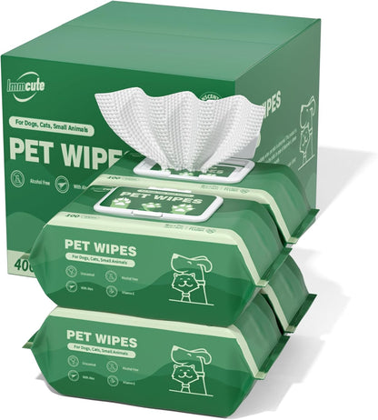 32 PCS Unscented Extra Thick Pet Bathing Wipes for Dogs & Cats, Dog Wipes Washing Gloves, Cleaning & Deodorizing Grooming Gloves for Daily Care and Traveling with EDI Water, Glycerin, Aloe Extract