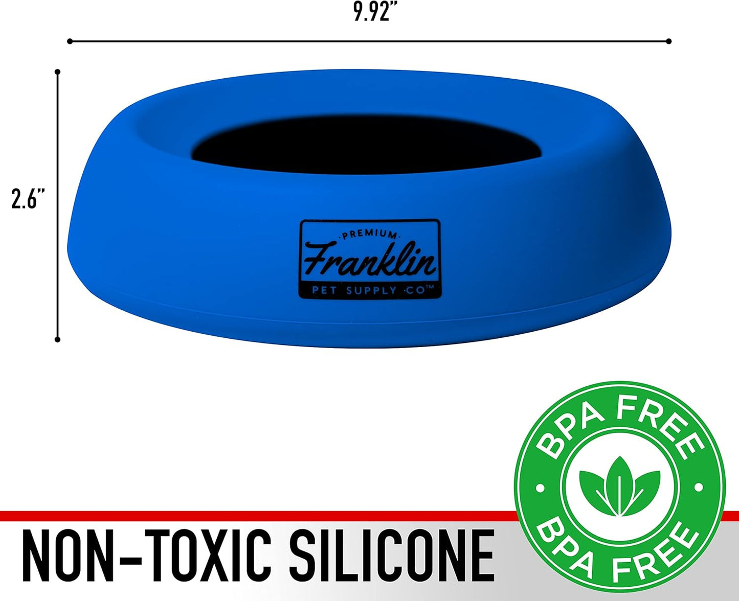 Franklin Pet Supply Co. Spill Proof Pet Bowl - No Splash Travel Water + Food Dish for Dogs + Cats - Portable - 16 oz. - BPA Free