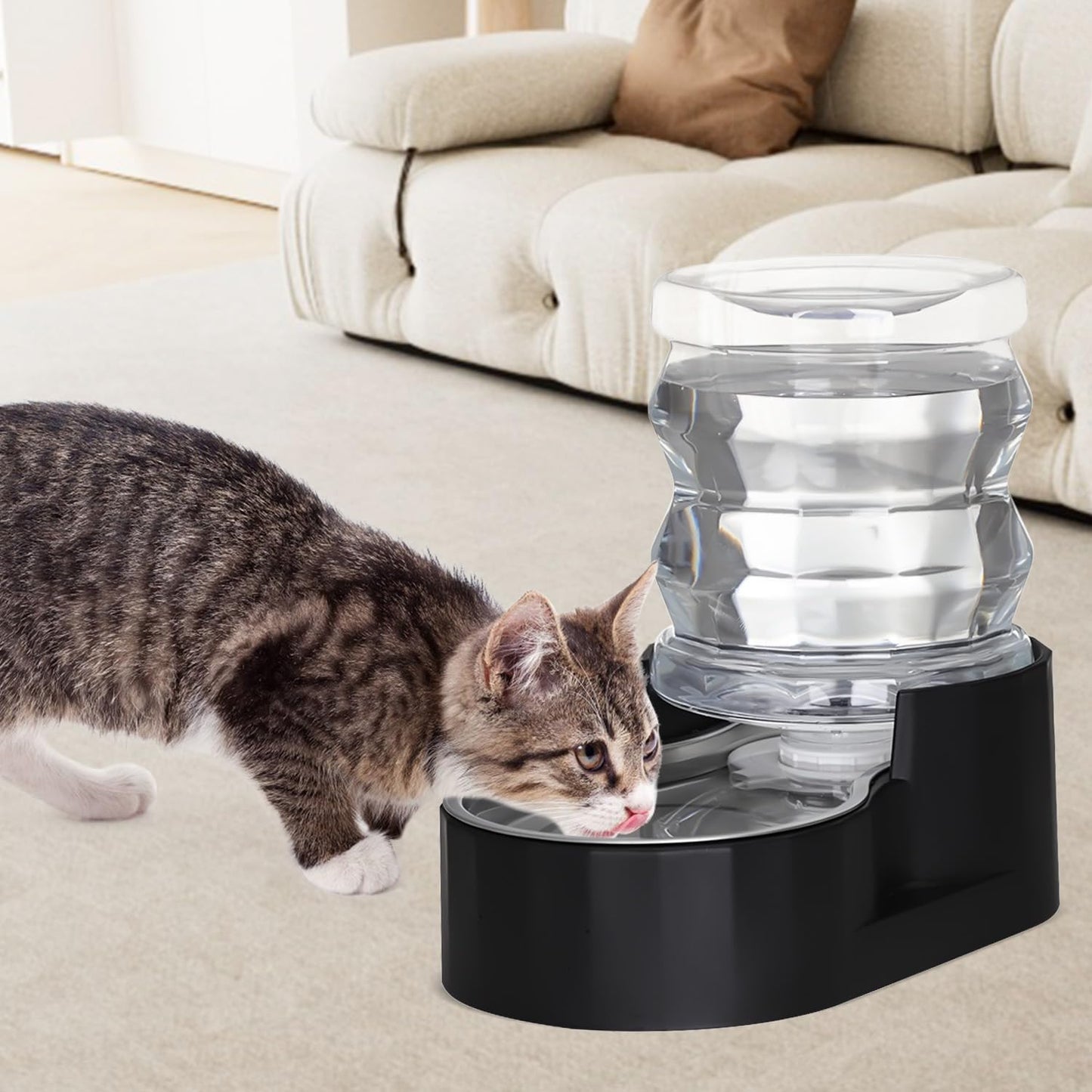RIZZARI 8L Elevated Pet Water Dispenser – Stainless Steel Gravity Waterer with Auto-Refill Design for Medium and Large Dogs & Senior Pets -Comfortable Drinking Height for Living Rooms,Multi-Pet Homes