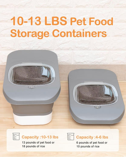 10-13 Lbs Dog Food Stroage Container, Collapsible Dog Food Containers with Airtight Lid, Pet Food Scoop, Pet Food Storage Container Dry Food for Dog, Cat and Other Pets