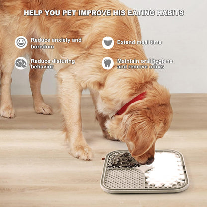 Licking Mat for Dogs & Cats with Suction Cups, 1 Pack Square Dog Slow Feeder Lick Pat for Anxiety Relief & Boredom, Dog Toys to Keep Them Busy, Pets Grooming Bathing Training Mat
