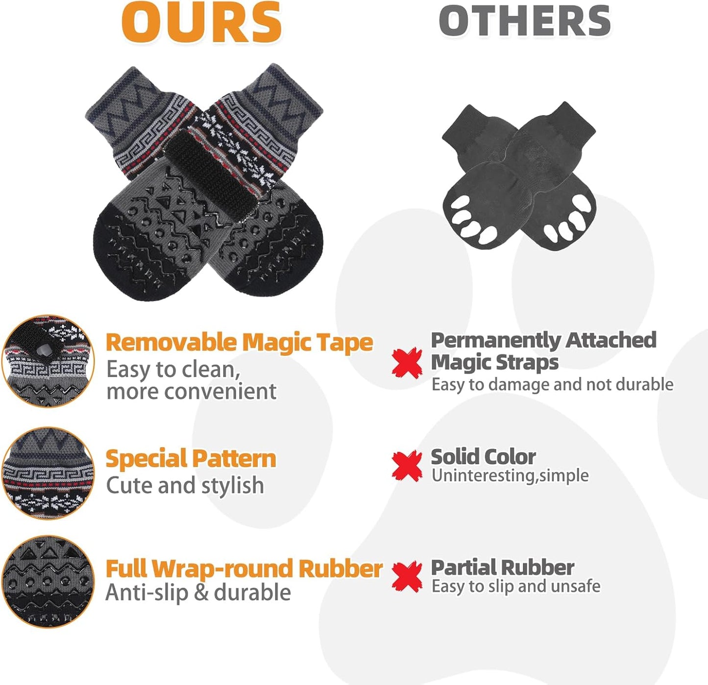 KOOLTAIL Dog Socks Shoes for Hot Pavement to Prevent Licking Paws, Winter Dog Boots&Paw Protector for Hardwood Floors Anti Slip,Traction Control Grip Booties for Small Medium Large Senior Dogs,Black M