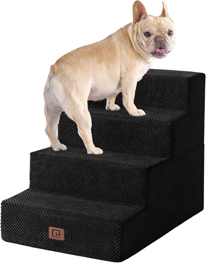 EHEYCIGA Dog Stairs for High Bed 22.5" H, 5-Step Dog Steps for Bed, Pet Steps for Small Dogs and Cats, Non-Slip Balanced Pet Ramp Indoor, Grey