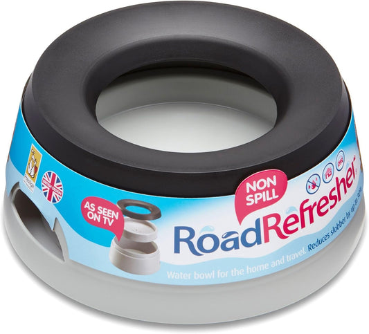 Prestige Pets Road Refresher™️ - Cat and Dog Water Bowl Dispenser - No Spill Water Bowl for Dogs and Cats - Travel Cat Bowl or Dog Bowl - Grey - Large