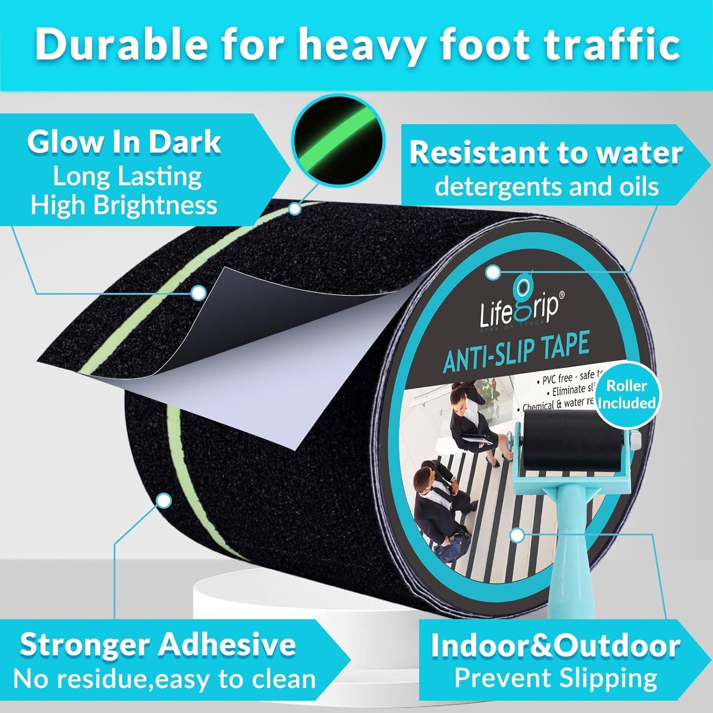 LifeGrip Anti Slip Transparent Anti Slip Tape, 4 inch by 30 feet, Non-Slip Traction Grip Tape to Tubs, Boats, Stairs, Clear, Soft, Comfortable for Bare feet (4" X 30')