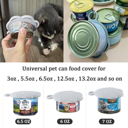 Pet Can Opener & 3 Pcs Cat Food Can Lids | Universal BPA Free Silicone Covers & Multi-Function Wet Food Spoon for Cat and Dog Food(Dark Blue)