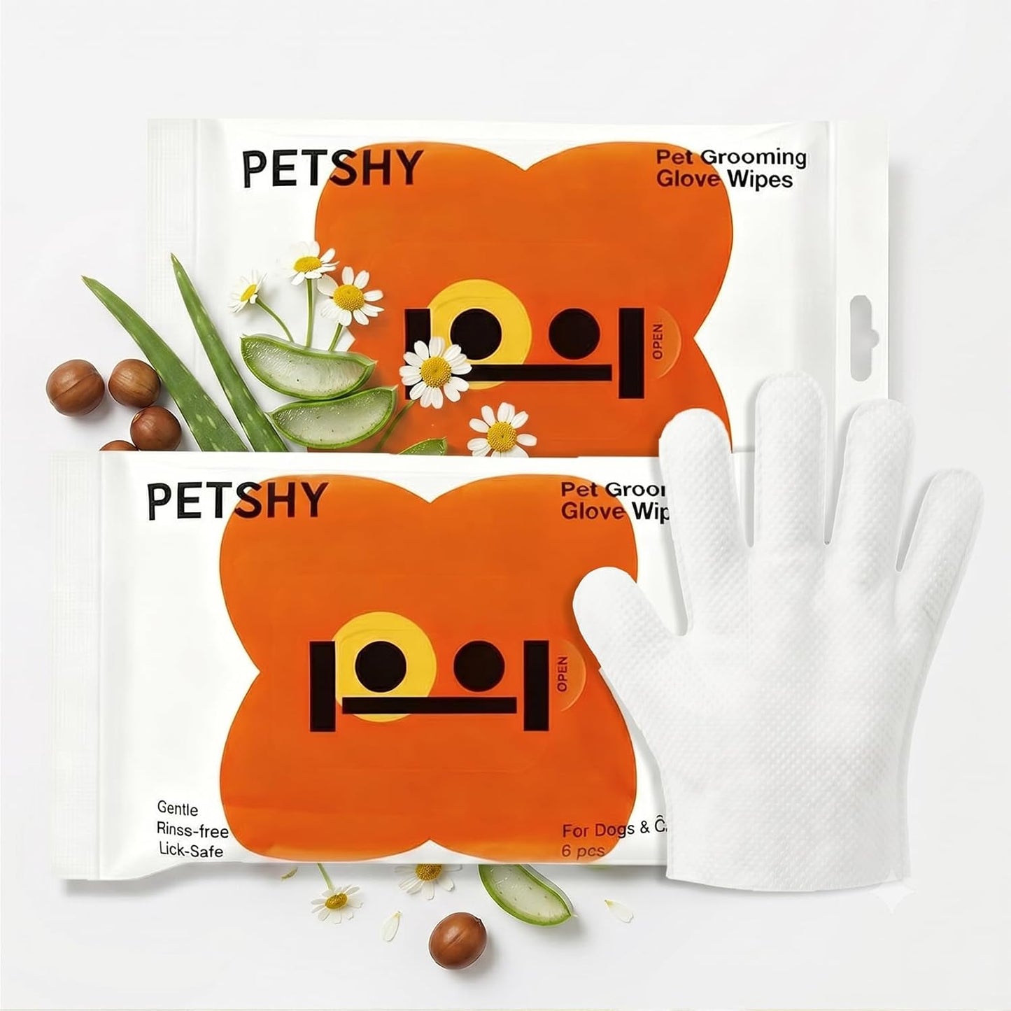 12 Count Hypoallergenic Pet Wipes for Dogs & Cats - Unscented Grooming Glove Mitt for Paws, Butt, Face, Ears & Fur - Portable & Gentle Cleaning, 6 Count x 2 Pack