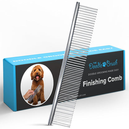 Grooming Kit, Slicker Dog Brush and Finishing Comb Set, Detangler & Dematting Grooming Tools for Dogs, Extra Long Pin Slicker & Metal Comb for Goldendoodle, Cockapoo, Cavapoo, Poodle