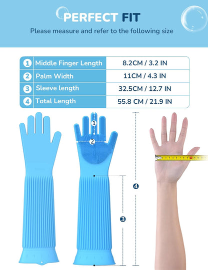 Pecute Pet Grooming Gloves - Heat Resistant Silicone Gloves with High-Density Teeth, Enhanced Five Finger Design for Bathing and Massaging Dogs and Cats, Blue