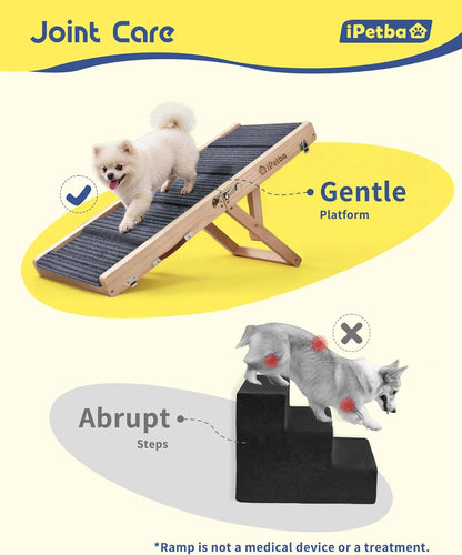Dog Ramp for Couch - Joint & Spine Support for Small Dogs, 18" Adjustable Height, Anti-Slip & Foldable, Up to 35 lbs