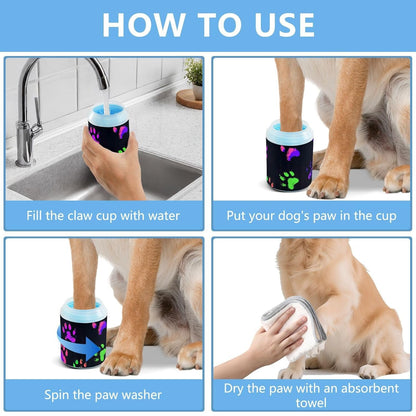 Dog Paw Cleaner Cups for Dogs Pet Foot Washer Paw Scrubber for Medium Small Dogs Cats Cleaning Cup Cute Yellow Fiesta Guitars Cacti and Ethnic Birds
